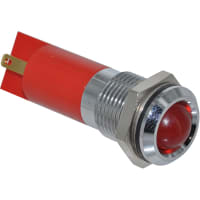 APEM Components LED Indicator Sealed 14mm Chrome Fixed Red 24VDC Solder Q14 Series