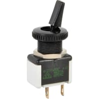 APEM Components Switch, Toggle, SPST, ON-OFF, Flatted Actuator, Non-Illum, Silver, 6A, 125VAC, Solder/QC