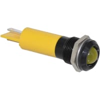 APEM Components LED Indicator Sealed 12mm Black Chrome Fixed Yellow 24VDC Solder Q12 Series