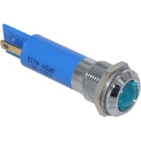 APEM Components LED Indicator Sealed 12mm Bright Chrome Fixed Blue 12VDC Solder Q12 Series