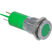 APEM Components LED Indicator Sealed 14mm Flush Chrome Fixed Green 24VDC Solder Q14 Series