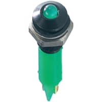 APEM Components LED Indicator Sealed 6mm Prominent Black Chrome Fixed Green 24VDC Solder