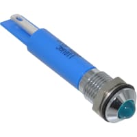 APEM Components LED Indicator Sealed 8mm Prominent Bright Chrome Fixed Blue 24VDC Solder