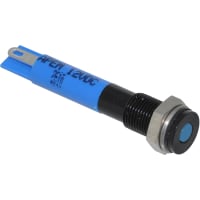 APEM Components LED Indicator Sealed 6mm Flush Black Chrome Fixed Blue 24VDC Solder