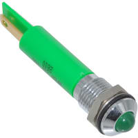 APEM Components LED Indicator Sealed 8mm Prominent Bright Chrome Fixed Green 110VAC Solder