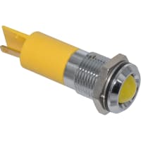 APEM Components LED Indicator Sealed 14mm Chrome Fixed Yellow 24VDC Solder Q14 Series