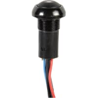 APEM Components Switch, P/B, Sealed, SPST-NO, OFF-MOM, Rnd, Blk Actuator, Green LED, 0.5A, 48VAC/DC, Wire