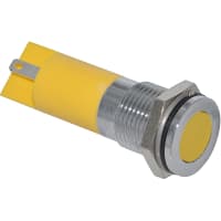 APEM Components LED Indicator Sealed 14mm Flush Chrome Fixed Yellow 24VDC Solder Q14 Series