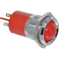 APEM Components LED Indicator Sealed 22mm Metal Prominent Bright Chrome Fixed Red 110VAC Solder