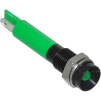 APEM Components LED Indicator Sealed 6mm Recessed Black Chrome Fixed Green 24VDC Solder