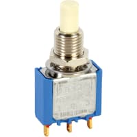 APEM Components Switch, P/B, SPDT, ON-MOM, Round Actuator, Brass/Gold, 0.1A, 30VDC, Solder