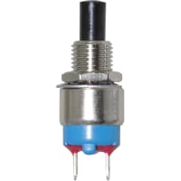 APEM Components Switch, P/B, Sealed, SPST-NO, OFF-MOM, Round Black Plunger, 1A, 30VDC, Solder