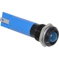 APEM Components LED Indicator Sealed 12mm Prominent Black Chrome Fixed Blue 12VDC Solder