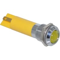 APEM Components LED Indicator Sealed 12mm Bright Chrome Fixed Yellow 24VDC Solder Q12 Series