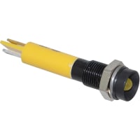 APEM Components LED Indicator Sealed 6mm Recessed Black Chrome Fixed Yellow 24VDC Solder