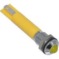 APEM Components LED Indicator Sealed 8mm Prominent Bright Chrome Fixed Yellow 24VDC Solder