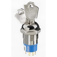 APEM Components Switch;Keylock;DP3T;3 Pos;MAINT;Nickel Finish;;Key Release Pos 1, 2 & 3;4A;125VAC