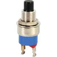 APEM Components Switch, P/B, Sealed, SPST-NO, OFF-MOM, Blk Rnd Act, Coin Silver, 1A, 125VAC/28VDC, Solder