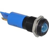 APEM Components LED Indicator Sealed 14mm Prominent Black Chrome Fixed Blue 24VDC Solder