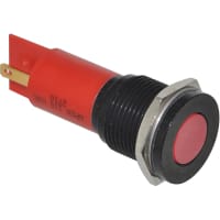 APEM Components LED Indicator Sealed 16mm Metal Flush Black Chrome Fixed Red 110VAC Solder