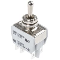 APEM Components Switch, Toggle, DPDT, ON-OFF-ON, Non-Illuminated, Std Round Actuator, 10A, 125VAC, QC