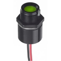 APEM Components Panel Mount Indicator LED Sealed 14mm Fixed Bright Green V24VDC Wire