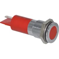 APEM Components LED Indicator Sealed 14mm Flush Chrome Fixed Red 12VDC Solder Q14 Series