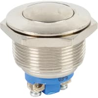 APEM Components Switch, P/B, Vandal Resistant, SPST-NO, OFF-MOM, Round, Domed, IP54, 2A, 48VDC, 22mm, Screw