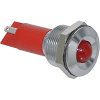 APEM Components LED Indicator Sealed 19mm Metal Prominent Bright Chrome Fixed Red 24VDC Solder