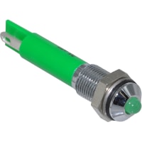 APEM Components LED Indicator Sealed 6mm Prominent Bright Chrome Fixed Green 24VDC Solder