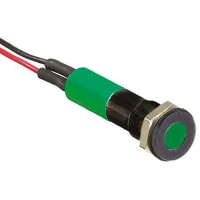 APEM Components Flushindicator Pmnt, 8mm Mount Size, Green LED, LeadWires Term, 5 mm Lamp Size, 12Vdc