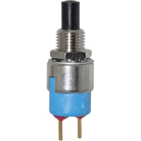 APEM Components Switch, P/B, Sealed, SPST-NC, OFF-MOM, Round Black Plunger, Gold, 0.1A, 30VDC, PC Pin