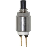 APEM Components Switch, P/B, Sealed, SPST-NO, OFF-MOM, Round Black Plunger, Gold, 0.1A, 30VDC, PC Pin