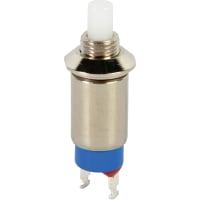 APEM Components Switch, Mini P/B, SPST, ON-OFF, Round White Plunger, Coin Silver, 1A, 125VAC, Solder