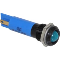 APEM Components LED Indicator Sealed 14mm Flush Black Chrome Fixed Blue 24VDC Solder Q14 Series