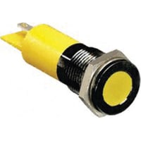 APEM Components LED Indicator Sealed 14mm Flush Black Chrome Fixed Yellow 24VC Solder