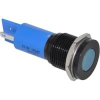 APEM Components LED Indicator Sealed 16mm Metal Flush Black Chrome Fixed Blue 12VAC/DC Solder