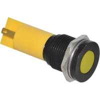 APEM Components LED Indicator Sealed 16mm Metal Flush Black Chrome Fixed Yellow 110VAC Solder