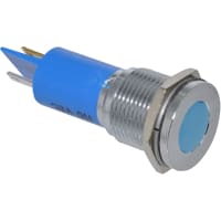 APEM Components LED Indicator Sealed 16mm Metal Flush Black Chrome Fixed Blue 12VAC/DC Solder