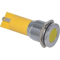 APEM Components LED Indicator Sealed 16mm Metal Flush Black Chrome Fixed Yellow 110VAC Solder