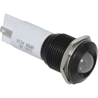 APEM Components LED Indicator Sealed 16mm Metal Prominent Blk Chrome Fixed White 110VAC Solder