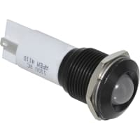 APEM Components LED Indicator Sealed 16mm Metal Prominent Blk Chrome Fixed White 12VDC Solder