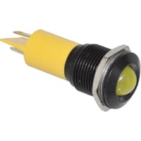 APEM Components LED Indicator Sealed 16mm Metal Prominent Blk Chrome Fixed Yellow 12VDC Solder