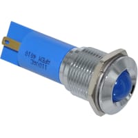 APEM Components LED Indicator Sealed 16mm Metal Prominent Bright Chrome Fixed Blue 110VAC Solder