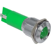 APEM Components LED Indicator Sealed 16mm Metal Prominent Bright Chrome Green 110VAC Solder