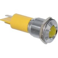 APEM Components LED Indicator Sealed 16mm Metal Prominent Bright Chrome Fixed Yllw 12VDC Solder