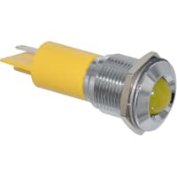 APEM Components LED Indicator Sealed 16mm Metal Prominent Bright Chrome Fixed Yllw 24VDC Solder