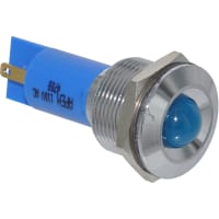 APEM Components LED Indicator Sealed 19mm Metal Prominent Bright Chrome Fixed Blue 110VAC Solder