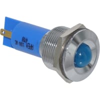 APEM Components LED Indicator Sealed 19mm Metal Prominent Bright Chrome Fixed Blue 24VDC Solder