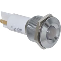 APEM Components LED Indicator Sealed 19mm Metal Prominent Bright Chrome Fixed White 12VDC Solder